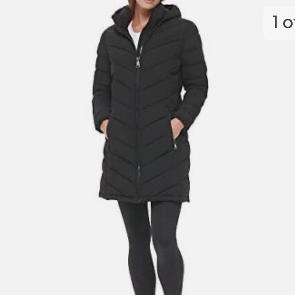 Calvin Klein Women's Chevron Quilting Casual Light Jacket L Black Nwt
